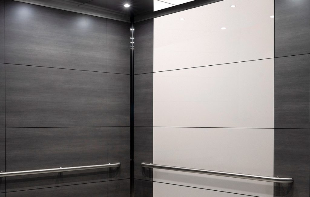 Wilsonart Compact Laminate elevator interiors are durable, moisture-resistant and come in a variety of premium looks and designs. A quality example of Wilsonart laminates shown here, with SnapCab’s Radiant elevator interior model.